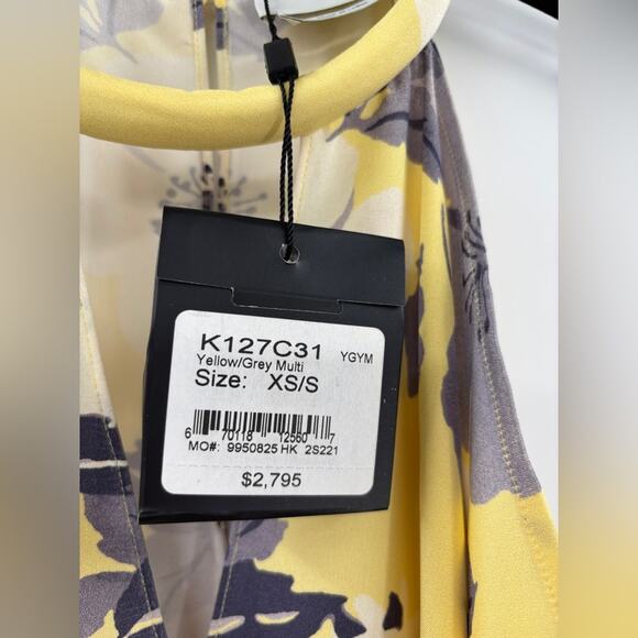 St.John Floral-Print Cold-Shoulder Silk Crepe De Chine Kaftan Dress - Picture 4 of 6